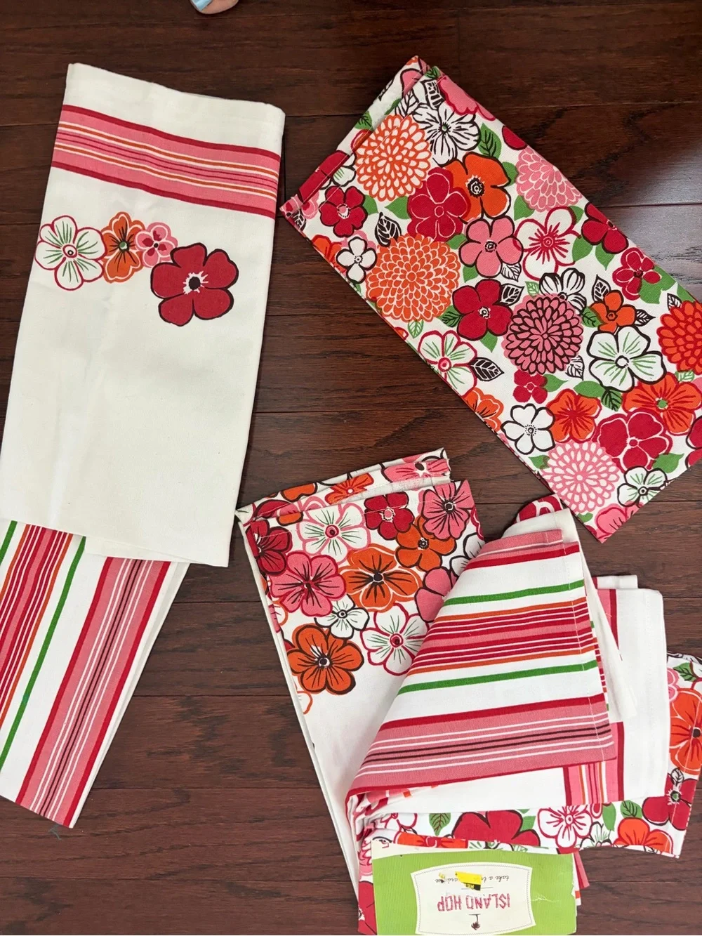 NEW 8 Martha Stewart Everday Floral & Stripe Kitchen Dish Towels